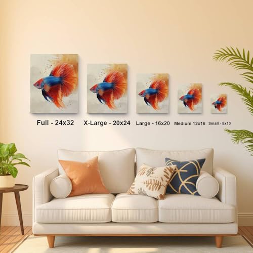 CanvasWis Betta Fish Garden Exotic Vintage Art Design 1 Printed Canvas Wall Art For Family Home Decor Living Room Bathroom Bedroom Gifts Wall Decor Keepsakes Ready to Hang - color: Design 1, size: X-Large(16x24in)