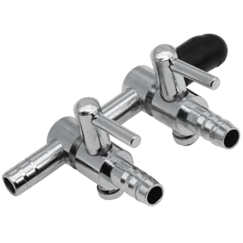 2 Pcs Stainless Steel Air Splitter Flow Control Valve 2-Way Fish Tank Air Flow Control Lever Valve Distributor Splitter Aquarium Control Valve Accessories