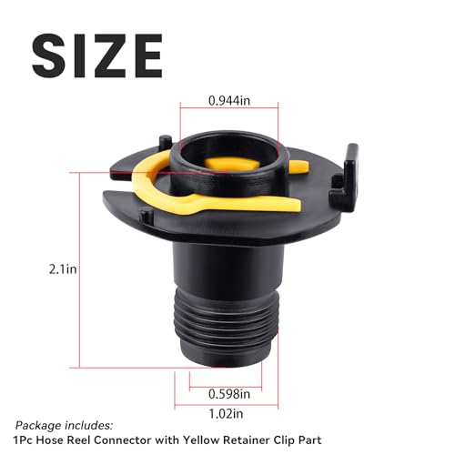 Hose Reel Connector with Yellow Retainer Clip Part Compatible with S-uncast Model Hose Reels (1)