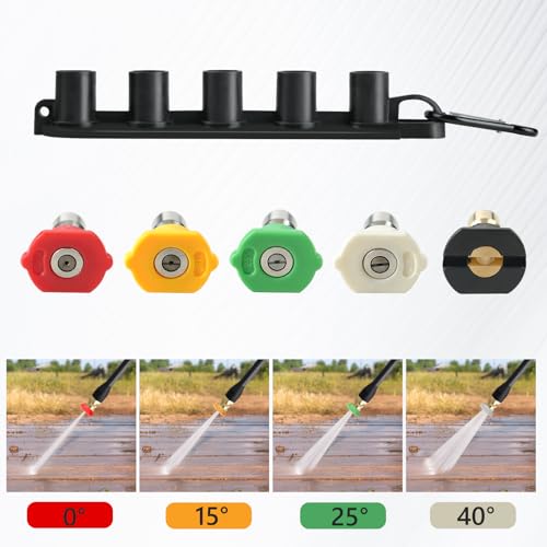 Pressure Washer Gun with 5 pcs Quick Connect Nozzles,Compatible with Karcher, Ryobi,Powerstroke,Greenworks, Husky, Raptor Blast,Electric Power Washer,with M22-14mm and M22-15mm Fitting Replacemen