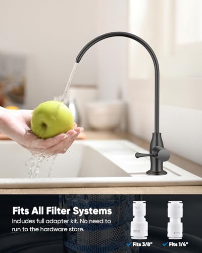 WEWE Vintage Drinking Water Faucet, Lead-Free Stainless Steel Kitchen Water Filter Faucet for Reverse Osmosis System, Non-Air Gap RO Beverage Faucet, Oil Rubbed Bronze - color: Oil Rubbed Bronze, style: Antique