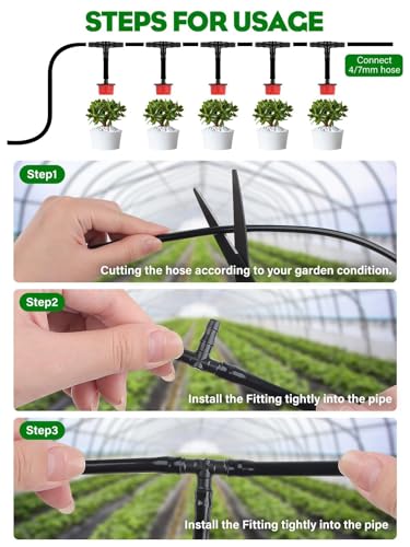 Kalolary 100PCS 1/4" Universal Barbed Tee Fittings, 1/4 Inch Barbed Tee Connectors Drip Irrigation Fittings for 4mm/7mm Water Tube Parts Drip Irrigation Hose Connector Watering System - size: 100 Count - 3.50 × 2.00 × 0.4 cm