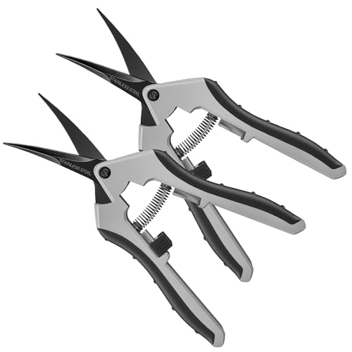 6.5" Ultra Sharp Pruning Shears - Professional Garden Scissors with Curved Stainless Steel Blades, Ergonomic Handle, Rust Resistant, Safety Lock, Trimming Scissors for Plants in Grow Tents, 2-Pack - style: 6.5" Curved Blade*2