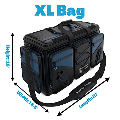 Reaction Tackle Fishing Tackle Bag – Salt Water Resistant Fishing Bag, 1000D PVC Waterproof Material, Tackle Box Organizer with Dividers for 3600 or 3700 Trays - color: D: XL Bag (without trays)