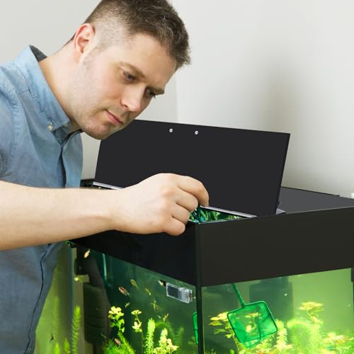 Sieral Aquarium Polycarbonate Canopy Set 19.37 x 9.37 x 0.12 Inch for 10/20 Gallon Without Center Brace Aquariums Cover Fish Tank Lid with a Hook Knife, Black - color: Black, size: 20 x 10 Inch