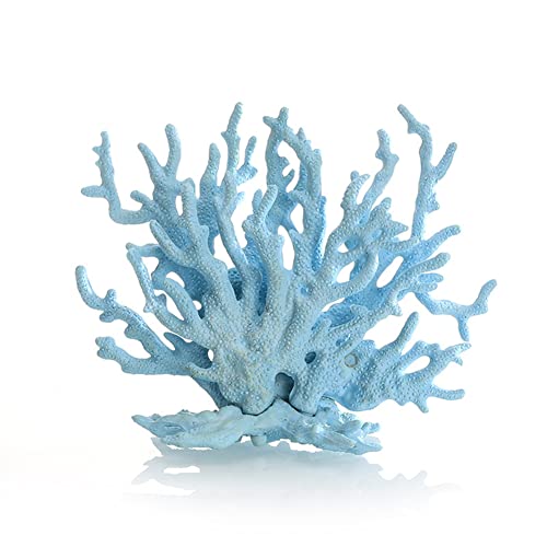Gigicloud Artificial Aquatic Plants Fish Tank Fake Coral Multi-Purpose Pollution-Free Simulation Water Grass Small Aquarium Plants Artificial Aquarium Decoration - color: Ct107-pvc Blue