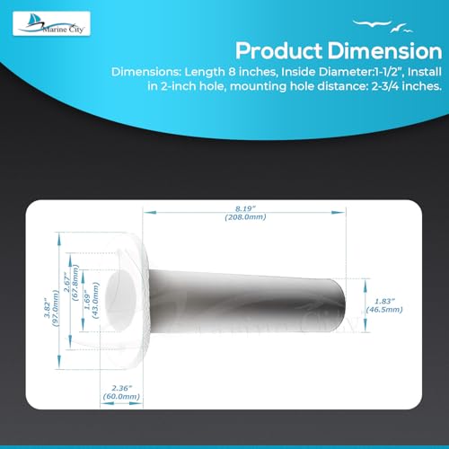 MARINE CITY Flush Mount Fishing Rod Holder, 90 Degree ABS Plastic, for Boats, Kayaks, Yachts - color: White, style: 1 Pcs