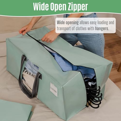 VENO 4 Pack Heavy Duty Moving Bags, Packing Bags with Clear Window, Alternative to Moving Boxes, Storage Bins for Clothes, Blankets, Comforters, College Dorm Essentials (Shiny Light Green, 4 Pack) - color: Shiny Light Green, size: 4 Pack