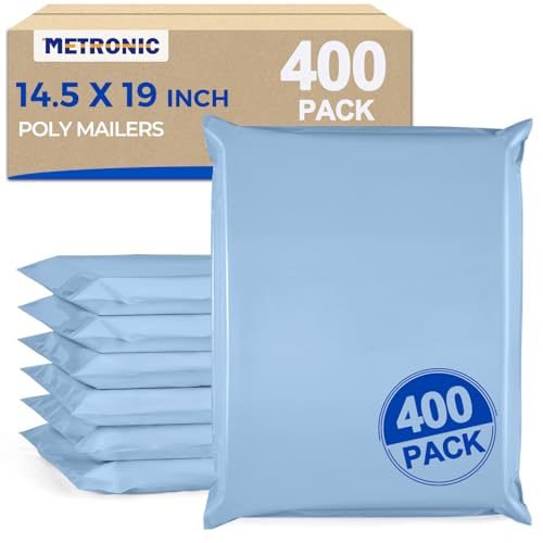 Metronic Poly Mailers 14.5x19 400pcs, Large Shipping Bags for Clothes Bulk, Self-Seal Mailers Poly Bags Shipping Envelopes for Small Business, Waterproof Packaging Mailing Bags, Light Blue - color: Light Blue, size: 14.5x19 400PC