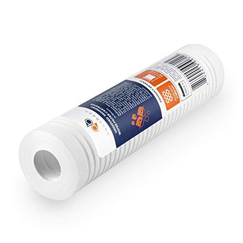 Aquaboon 5 Micron 10 x 2.5 Grooved Sediment Water Filter Replacement for Whole House Filter Cartridge Compatible with AP110, WHKF-GD05, CFS110, 50-Pack