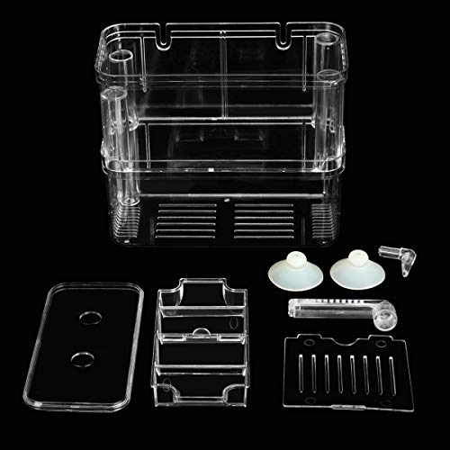 Senzeal Aquarium Fish Breeder Box Plastic Fish Isolation Breeding Box Hatching Incubator for Baby Shrimp Clownfish Guppy - size: Large
