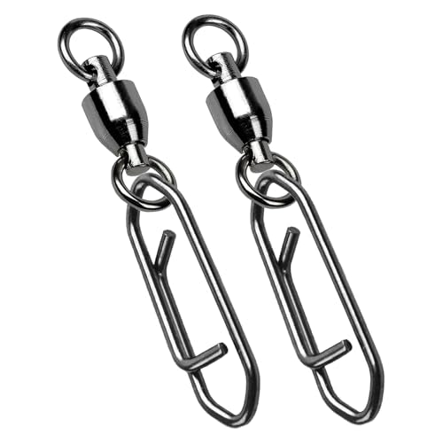 AMYSPORTS High Strength Snap Swivels Stainless Bearing Rolling Fishing Swivel Freshwater Snap Swivels Fishing Clip Steel Black Nickel - size: Size 6+XL (166lb) 25 pcs