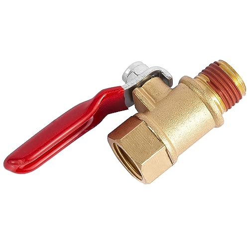 BILAL 2 Pack 1/4" Heavy Duty Air Compressor Brass Ball Valve Shut Off Switch, 1/4 Inch Male And Female NPT Thread Pipe Fitting