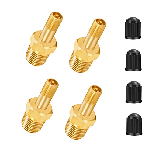 GODESON 1/4" NPT Tank Valve, Anti-Corrosion Brass Schrader Valve with 1/4" Male NPT,Using with Air Compressor Tanks(Pack of 4) - style: 1/4"NPT