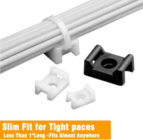 Cable Zip Tie Mounts Kit-50 Pcs Cable Zip Tie Saddle Type Mounts Base with 50 Pcs 8" Cable Ties and 50 Pcs Tapping Screw, Wire Cable Clips Organizer Holders Clamps - size: H2-50PCS