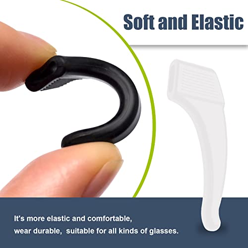SMARTTOP 20 Pairs Anti-Slip Eyeglass Ear Grips Hook, Comfortable Silicone Elastic Eyeglasses Temple Tips Sleeve Retainer-For Eyeglasses Sunglasses Spectacles Glasses(Black+Clear+Brown) - color: Black+clear+brown