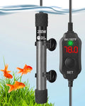 AquaMiracle Aquarium Heater 200W Fish Tank Heater for 20-40 Gal Tanks, LED Digital Display Thermostat Turtle Heater with Out-of-Water Auto Shut-Off, Overheat Protection & Memory Function - size: For 20-40 Gal Tank