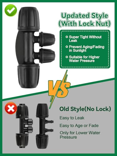 Kalolary 20PCS Locked Barbed Tee Connectors, 5/16" to 1/4" Drip Irrigation Fittings Kit 8/12mm to 4/7mm Tube Lock Female Connector 4-Way Barbed Lock Irrigation Parts for Watering System (Black) - color: Black 5/16" to 1/4" 4-Way