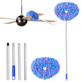 Ceiling Fan Cleaner Duster Reusable Microfiber Ceiling Fan Blade Cleaner Removable Duster with Extension Pole Adjusts 13 to 49.7 Inch for Cleaning Walls Furniture Door Window Top (Blue Pink) - color: Blue Pink
