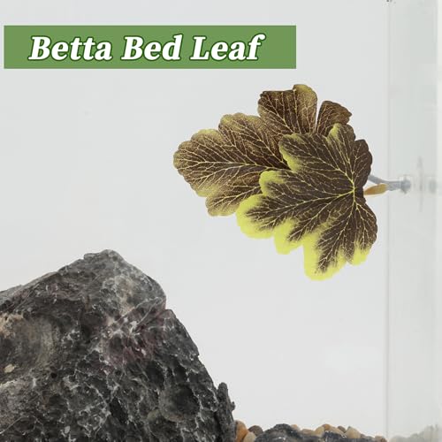 Betta Fish Bed, Betta Leaf Bed, Plastic Betta Hammock, Betta Hammock Pad with Suction Cup, Betta Fish Resting Place Betta Fish Supplies Aquarium Decor, Brown - color: Brown