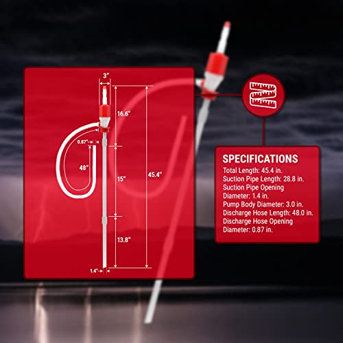 TERA PUMP 55 Gallon Drum Pump with Segmented Suction Tube | Drinking Water, Corrosives, Detergents, Mild Acids, Gas, Diesel, Liquid Waxes - size: 5 Gal / Min