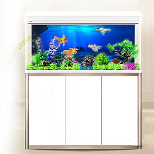 FILFEEL Aquarium Background Fish Decorations Pictures 3D Effect PVC Adhesive Poster Underwater World Backdrop Decoration Paper Cling Decals Sticker (61 x 41cm)