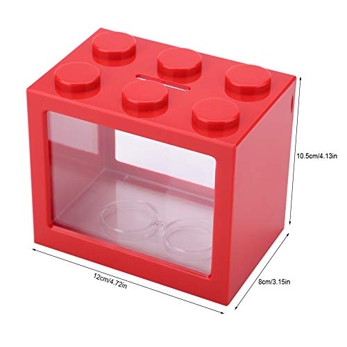 Desktop Mini Fish Box, Aquarium Fish Decorative Mini Aquarium USB LED Light Lamp Fish Desktop Lamp Fish for Box Office Tea Table Decor(Red)