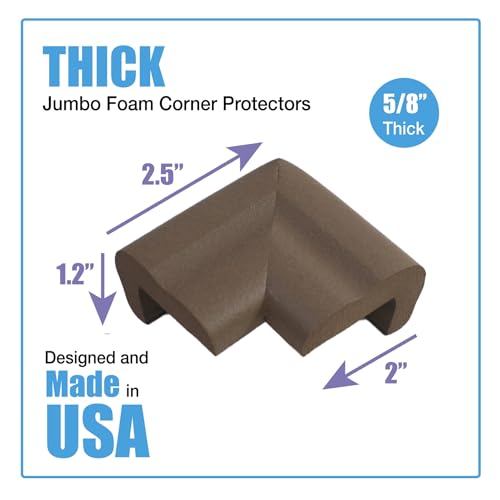 KidKusion Jumbo Corner Cushion | Made in USA | Brown | 4 Pack | Furniture and Corner Protector - color: Brown, size: 4 Pack