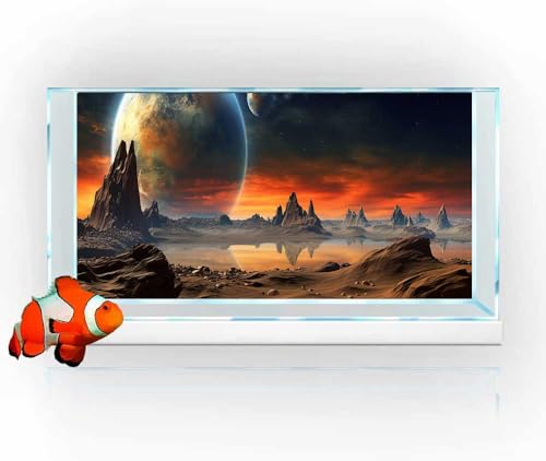 30X12IN Cosmic Aquarium Background, Cool Parallel Space Themed Fish Tank Background, Tropical Desert Terrarium Background with 8 EVA Double-Sided Tape - color: Outer Space, size: 30X12in/75X30cm
