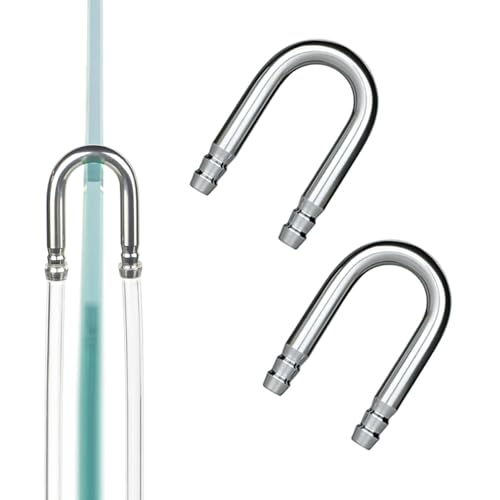 LINLAN 2-Piece Aquarium 304 Stainless Steel U-Tube Connector，Anti-Kink Design, Compatible with 4mm (0.16") ID Air Hose, Air Pump and CO2 Diffuser Accessory for Rimless Aquariums - size: 2 PCS 304 Stainless Steel