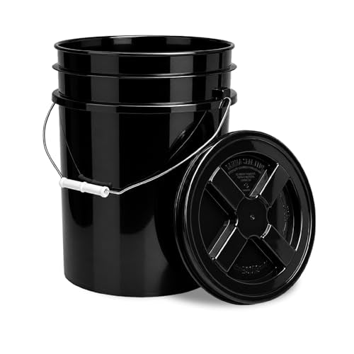ePackageSupply 5 Gallon Bucket - Food Grade Bucket with Airtight Gamma Seal Screw-On Lid, BPA-Free, Heavy-Duty 90 Mil HDPE Plastic, Bulk Storage, Durable Container, Made in USA, Black/Black, 1 Pack - color: Black/Black, size: 1 Pack