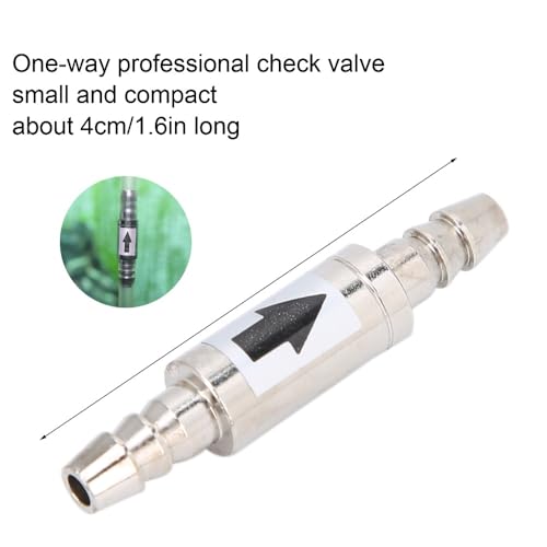 1.6in Stainless Steel 1-Way Valve Aquarium CO2 Check Valve Leak-Proof Water Backflow Prevention for Fish Tank Air Pump