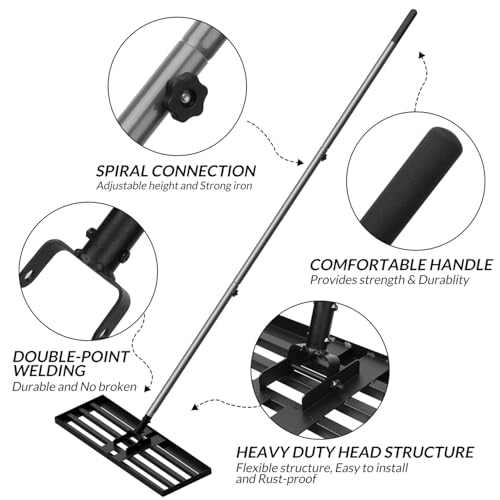 Walensee Lawn Leveling Rake, 30"x10" Heavy Duty Lawn Leveler Tool with 7FT Steel Handle, Levelawn Landscape Rake for Topdressing, Soil, Sand, Dirt, Backyard, Garden, Golf Course - size: 7FT 30"x10"