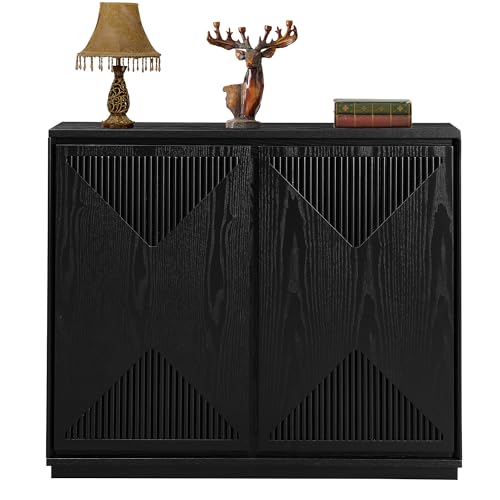 LKTART Buffet Cabinet Sideboard with Storage,Mid Century Modern Entryway Cabinet with Doors &Shelves,Narrow TV Media Console Table for Kitchen,Living Room,Entryway-Black - color: D- Black, size: 1 Piece