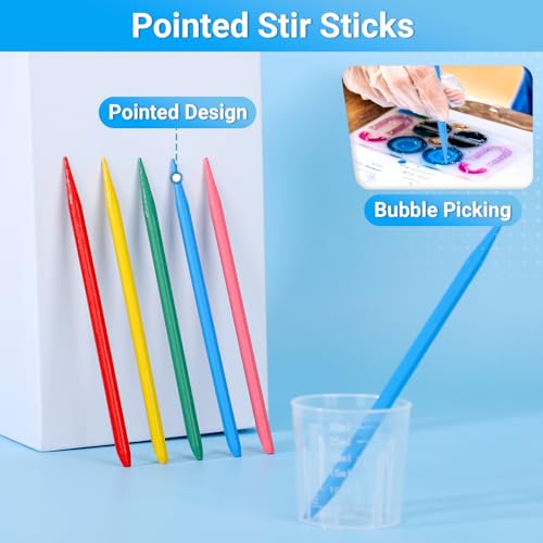 Gartful Resin Measuring Cups and Sticks, 200PCS Disposable Mixing Cups Set - 100PCS 30ml Graduated Measuring Cups and 100PCS Pointed Stir Sticks for Epoxy Resin, Glue, Paint Pouring - color: Clear cups+point stick, size: 30ml