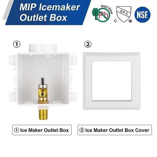 EFIELD Universal Ice Maker Box,1/2-Inch Sweat MIP Inlet with Installed 1/4-Turn Ball Valve,(IM028) - size: without Arrestor, style: MIP