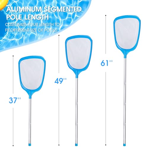 TidyMister Hot Tub Skimmer Spa Net with 5ft Aluminum Pole Ultra Fine Mesh Net Handy Leaf Skimmer for Small Above Ground Pools Pick Up Fine Debris Lightweight Net - size: 12inch with 5ft pole