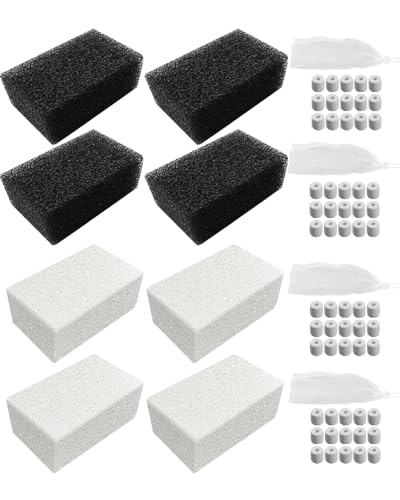 OCHIKI 4 Sets Aquarium Tank Filter Maintenance Kit Fit for AquaClear 70, Three-Stage Filtration Tank Carbon Filter & Foam Filter & Ceramic Rings & Bags for 40 to 70 Gallon Aquariums - size: for 40-70 Gallon