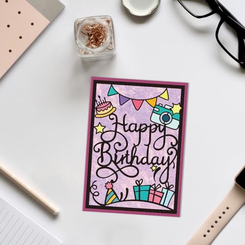 Birthday Cake Die Cuts, Carbon Steel Die Cuts Cutting Dies Frame Stencils Scrapbooking Embossing Template Dies for Birthday Card Making Party Greeting Embossing Invitation Photo Album - style: Birthday Frame
