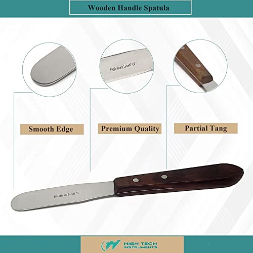Stainless Steel Lab Spatula Plaster Alginate Mixing Laboratory Tool Modeling Carvers with Wooden Handle, Polished Blades & Brass Rivets for Multipurpose Lab Use (4 Inch Blade)