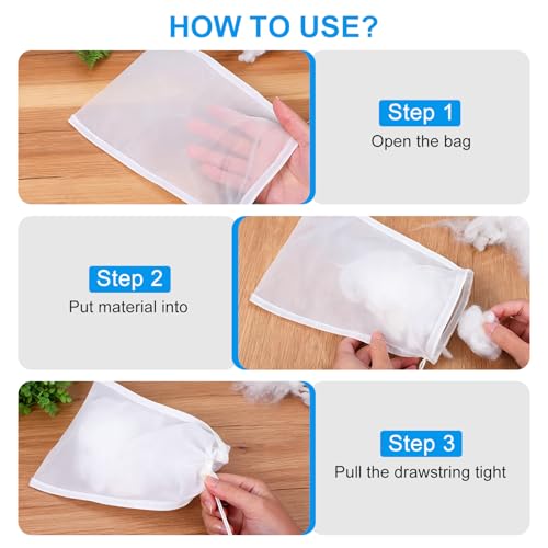 12 Pieces Aquarium Filter Media Bag with Drawstring, 200 Micron Aquarium Mesh Bag, Reusable High Flow Fish Tank Filter Pouch for Bio Balls Impurities Filtration (5.9" x 7.8") (12)