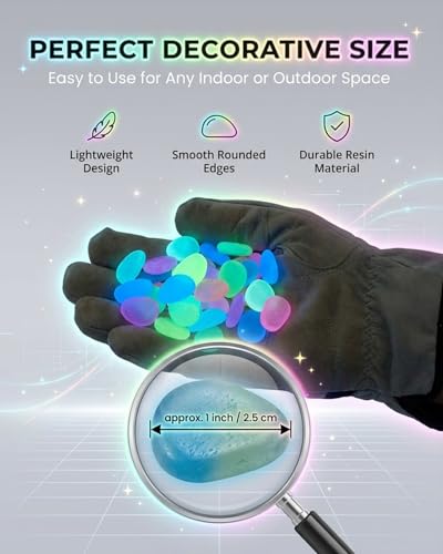 Colorful Glow in the Dark Garden Stones Night Guide Pebbles Luminous Rocks Outdoor Pathway Walkway Yard Patio Fish Tank Aquarium Stepping Decor Landscape Waterproof Solar Magical - color: Green, size: 300pcs