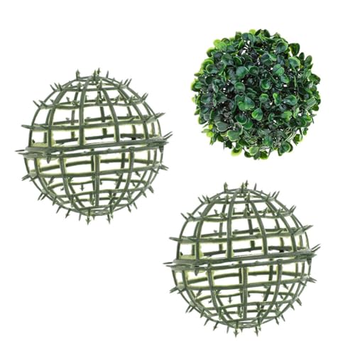 Topiary Ball Frame Set of 2, 6 Sizes Plastic Plant Support Cage, Artificial Grass Ball Frame for DIY Flower Arrangement, Boxwood Moss Ball Holder for Wedding Home Garden Decoration (10cm/4inch) - size: 10cm/4inch