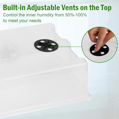 YoleShy 5 Packs Seed Starter Tray with Dome Reusable Plastic Plant Growing Trays with Humidity Domes Thickened Sturdy for Seed Starting Germination Growing Seedling Propagation,14.5"x9" - size: 5 Pack with Domes