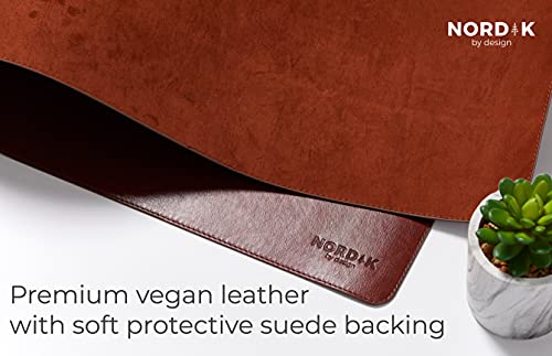 Nordik Leather Desk Mat - Whiskey Brown - Cable Organizer - Premium Mouse Mat & Desk Pad Protector - 35 X 17 Inch - Felt Vegan Leather - Large Office Mouse Pad & Blotter - color: Whiskey Brown