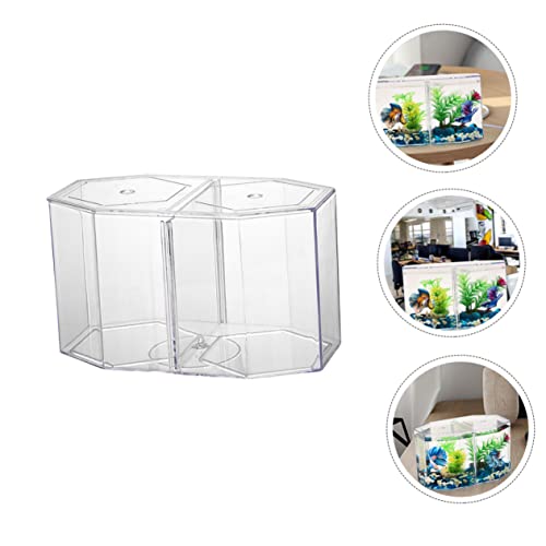 POPETPOP Transparent Betta Fish Isolation Box Professional Aquarium Breeding Tank for Fish Double Space Structure for Breeding and Isolation Home Aquariums