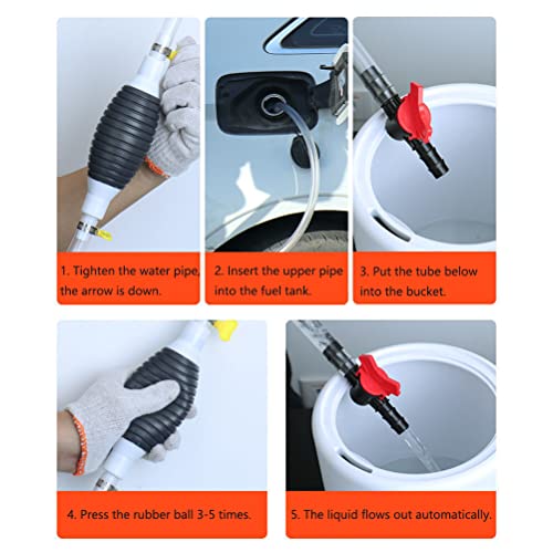 Multifunction Liquid Sucker Pump, Manual Fuel Transfer Pump Gasoline Siphone Hose, Portable Siphon Pump For Gasoline Diesel And Other Liquid Water, with 3.2/6.5/9.8ft Siphon Hose. (6.5 ft) - size: 6.5 ft
