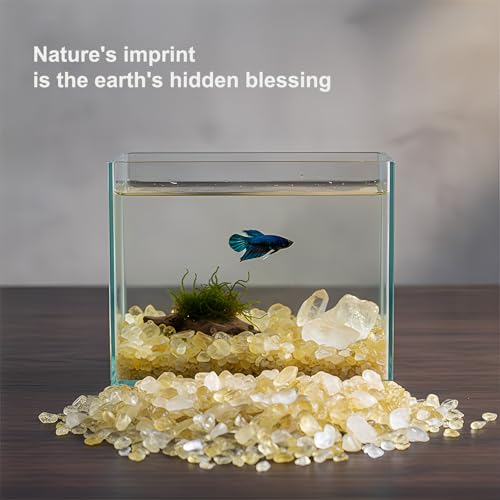 Crystal Chips Stone-Aquarium Rocks Decor,Fish Gravel,Tumbled Stone Chips for Aquascape Vase Filler,DIY Crafts,Indoor Plants - color: Yellow