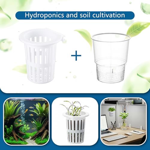 Novabright 2 Pack New Upgraded Large Aquarium Plant Holder with Hydroponic Cup 3.37 Inch Sick Hook and Suction Cup for Fish Tank Aquaponic Plant Cultivation and Aquascape Accessories Decoration(White) - color: White