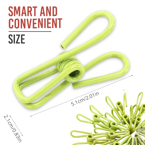30 Pack Green Chip Bag Clips for Food - PVC 2 Inch Coated Sealer for Sealing Food - Paper Holder, Clothesline Clip for Laundry Hanging, Kitchen Bags, Multipurpose Clothes Pins - color: Green